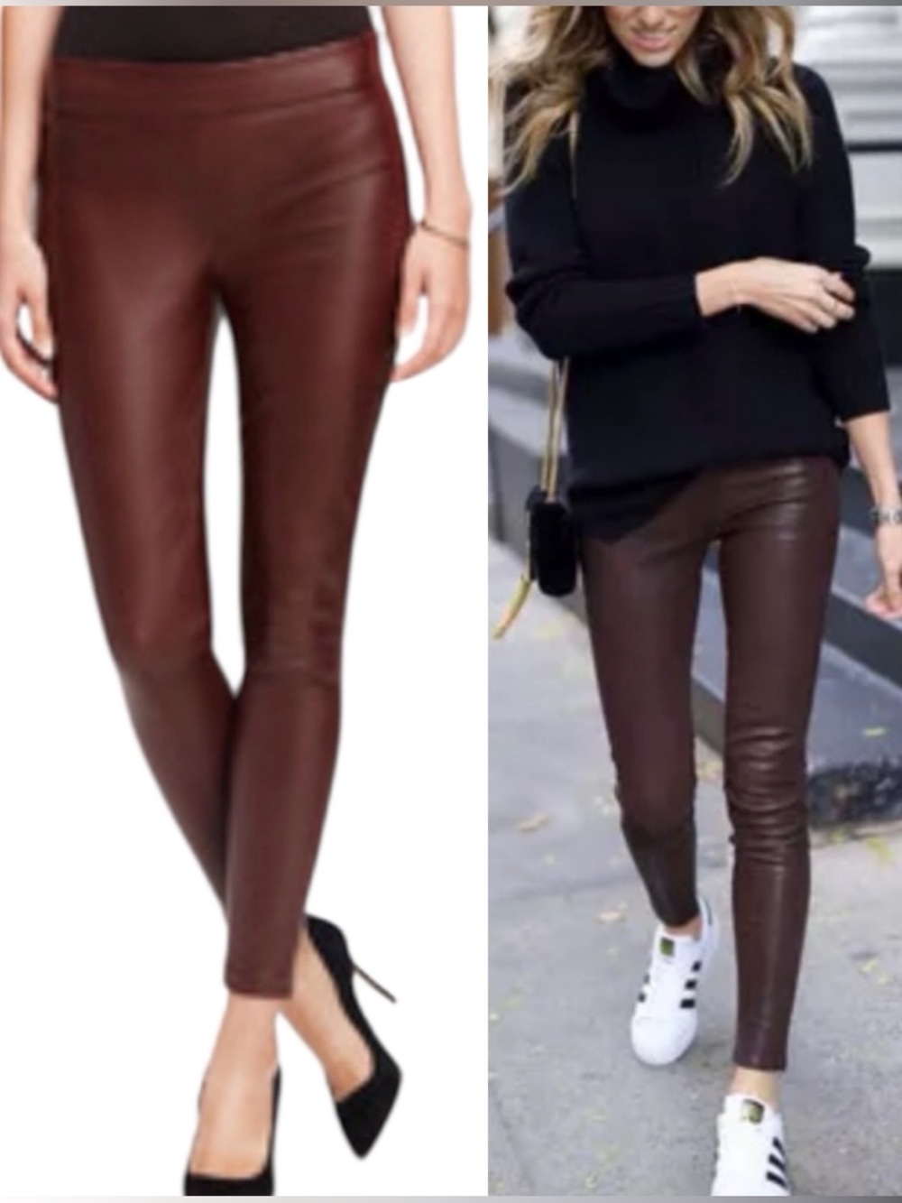 ANN TAYLOR Oxford Leggings Faux Leather Brown Size 10T